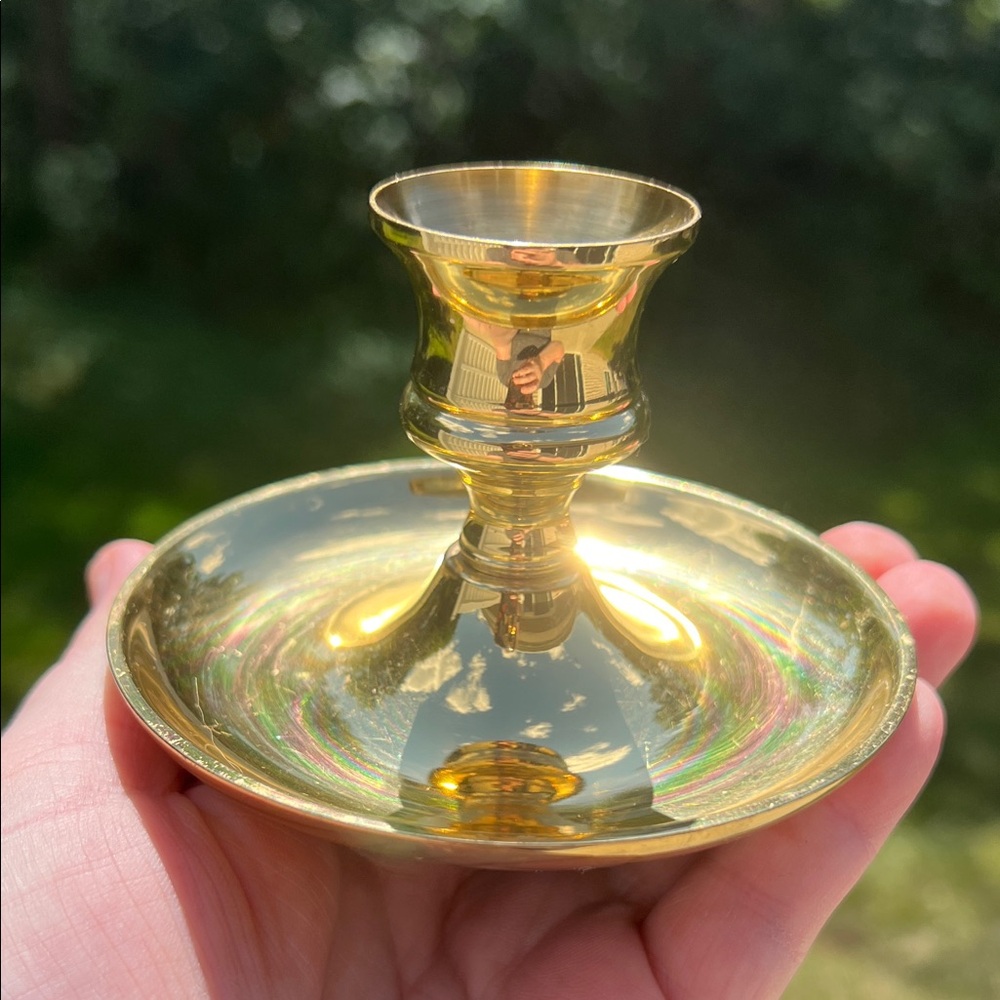 Vintage Colonial Williamsburg Made in USA Gold Brass Taper Candlestick Holder